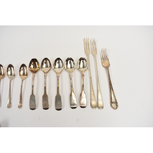 5099 - Silver flatware including six Cooper Brothers & Sons coffee spoons, Sheffield 1935, five Samuel Whit... 