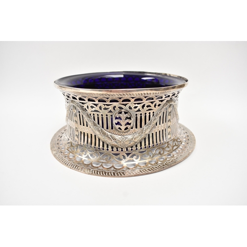 5071 - A Georgian Irish silver potato ring and later blue glass liner, Edmund Johnson, Dublin, 1908, box di... 