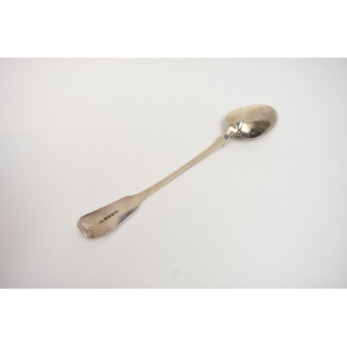 5090 - A silver basting spoon with worn bowl, monogram to handle, maker WC, London 1829, 30.3cm long.  130g