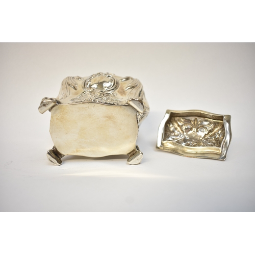 5080 - A George Fox Victorian silver tea canister, repoussé decoration of foliate swags over four scrolled ... 