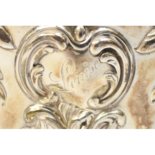 5080 - A George Fox Victorian silver tea canister, repoussé decoration of foliate swags over four scrolled ... 