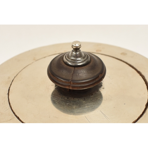 5013 - A James Young, George III silver drum shaped teapot with ebony handle and knob and engraved crest, L... 