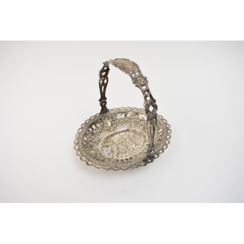 5018 - A Dutch imported silver heart form lidded container with embossed scenes.  Import marks for Samuel B... 