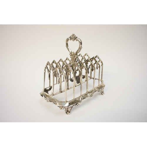 A John Evans II Silver Gothic 7 bar toast rack, London 1840, 15.5cm ...