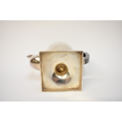 5009 - An American Theodora B Starr New York silver coffee pot for one with matching jug and sugar bowl wit... 