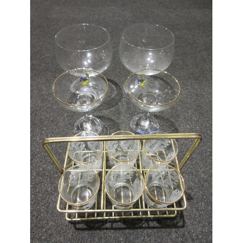 A quantity of vintage glassware including Chance glass set of six tot ...