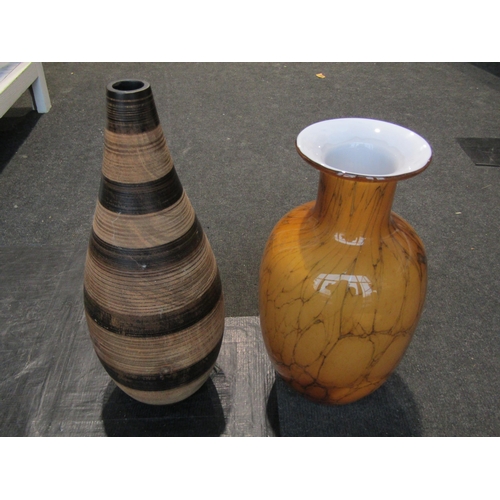 1001 - Four various modern decorative vases, one amber coloured, pair 45cm tall