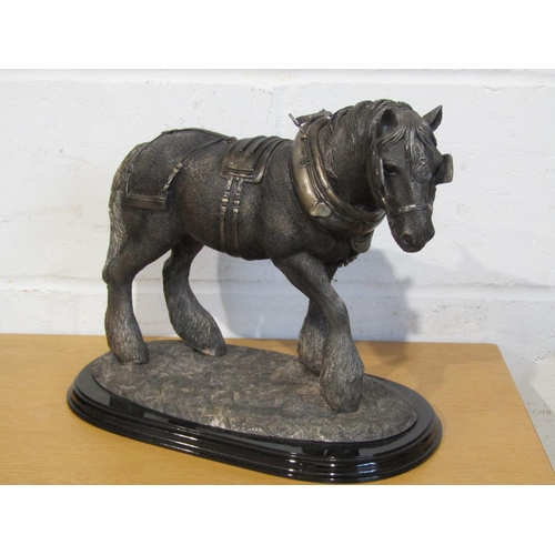 1014 - A Leonardo resin figure of a cart horse in bronze effect, 30cm tall, and a similar model of a bulloc... 