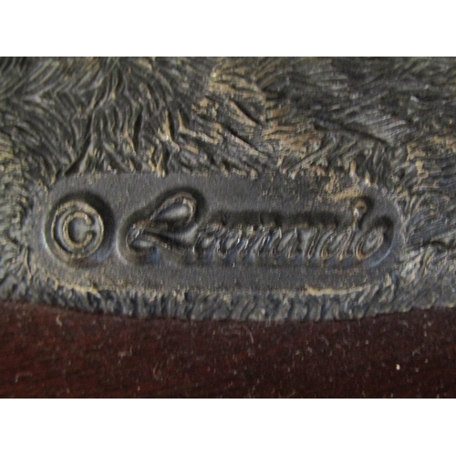 1014 - A Leonardo resin figure of a cart horse in bronze effect, 30cm tall, and a similar model of a bulloc... 