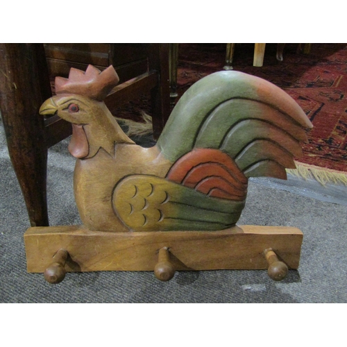 1041 - A chicken design coat/bag hanger and an owl form candle holder (2)