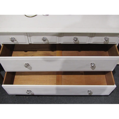1046 - A painted chest of four short over two long drawers, bracket feet, 71cm tall x 103cm wide x 45cm dee... 