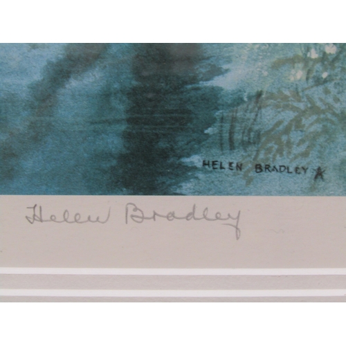 1047 - HELEN BRADLEY (1900-1979): A signed print 'Light Go Gently', bend in the river in early spring, fram... 