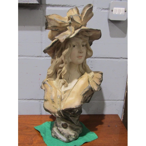 1056 - A French bust of a young lady.  Maker's mark 999 and Interdite stamped to reverse, 55cm high