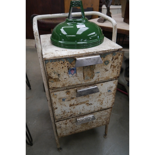 2054 - A pair of industrial metal hospital drawers