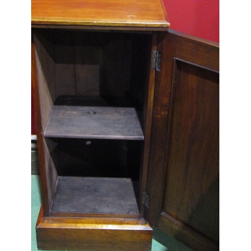 4036 - Circa 1890, a walnut single door bedside cupboard on a plinth base, 74cm tall x 36cm wide x 31cm dee... 