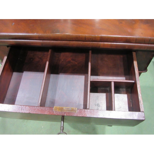 4055 - A 19th Century mahogany games/work table the hinged fold-over swivel top and baize playing surface o... 