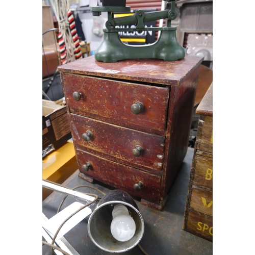 2044 - A small 19th Century painted pine chest of three drawers