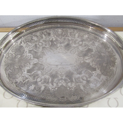 1034 - Two metal trays, one modern and another plated