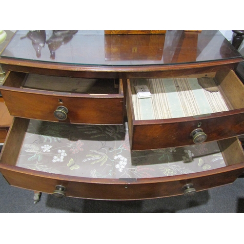 1052 - A Victorian mahogany two over three bow front chest of drawers with glass cover, a/f, 105cm tall x 1... 