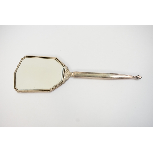 5110 - A Charles S. Green & Co Ltd silver Deco guilloche hand mirror with butterfly and flower decoration. ... 