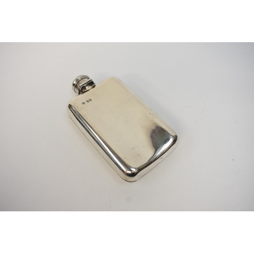 5065 - A Wright & Davies (William Thomas Wright & Frederick Davies) silver hip flask of ergonomic curved fo... 