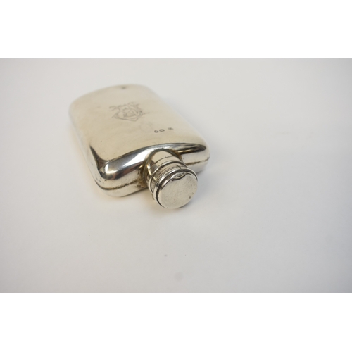 5065 - A Wright & Davies (William Thomas Wright & Frederick Davies) silver hip flask of ergonomic curved fo... 