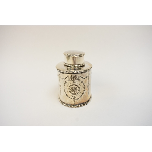 5031 - A Chester silver tea caddy 1910, marks rubbed, 7cm tall, 7.2cm long.  98g
