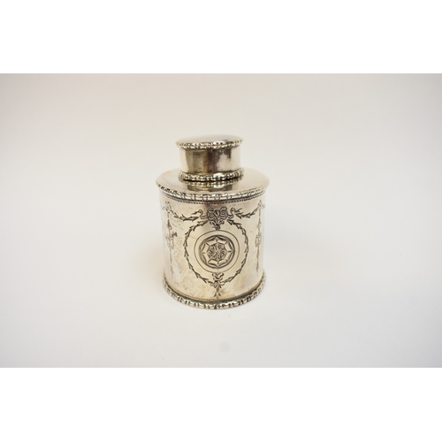 5031 - A Chester silver tea caddy 1910, marks rubbed, 7cm tall, 7.2cm long.  98g