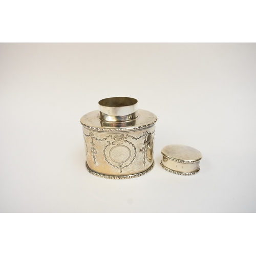 5031 - A Chester silver tea caddy 1910, marks rubbed, 7cm tall, 7.2cm long.  98g