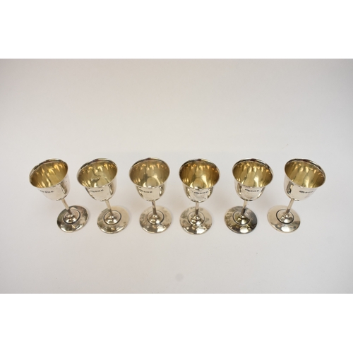 5042 - Six Alexander Clark & Co Ltd silver spirit shot goblets/cups, Birmingham 1926, one with misshapen ri... 