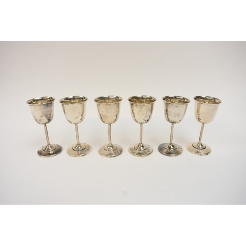 5042 - Six Alexander Clark & Co Ltd silver spirit shot goblets/cups, Birmingham 1926, one with misshapen ri... 