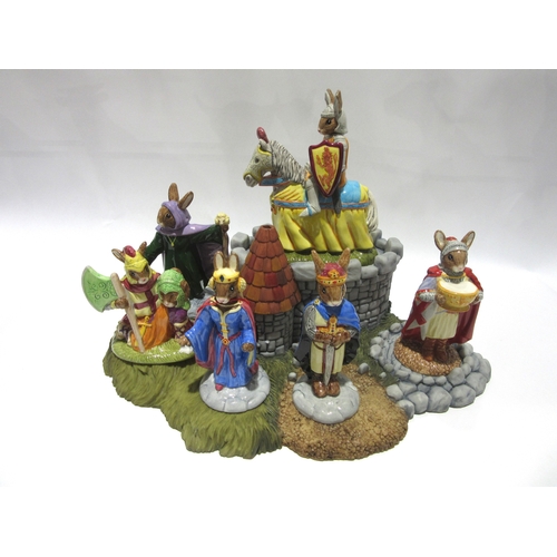 1806 - A set of six Royal Doulton Bunnykins Arthurian Legend Collection figures together with the stand - 