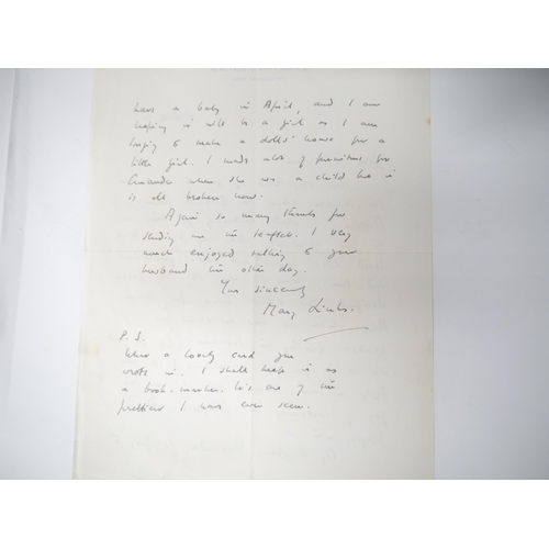 9059 - Mary Lutyens (1908-1999), Autograph Letter Signed, [2]pp, circa mid 20th Century, content re doll's ... 