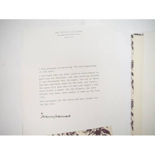 9013 - John Nash. Jeremy Greenwood: 'The Wood-Engravings of John Nash. A Catalogue of the wood-engravings, ... 