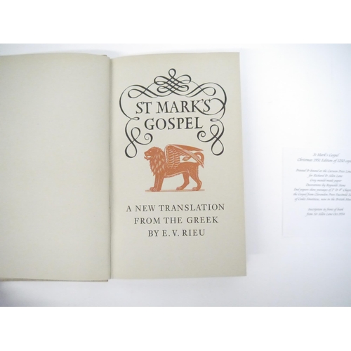 9016 - Reynolds Stone (illustrated): 'St. Mark's Gospel. A new translation from the Greek by E.V. Rieu.', P... 