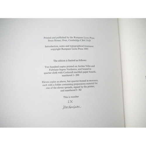 9041 - Rampant Lions Press. Sebastian Carter: 'A Printer's Dozen. Eleven Spreads from Unrealized Books Desi... 