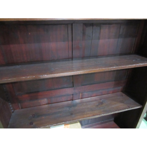 4056 - An Edwardian mahogany open bookshelf with height adjustable shelves over a plinth base, 120cm tall x... 