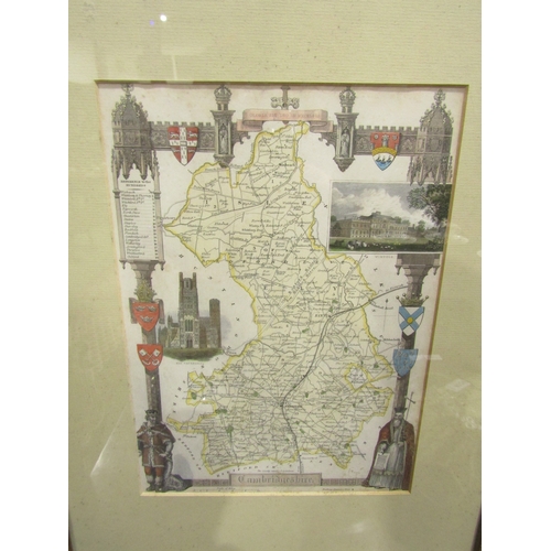 4028 - Three framed and glazed maps - Caernarvon, Winchester and Cambridgeshire. Largest overall size 58cm ... 