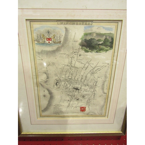 4028 - Three framed and glazed maps - Caernarvon, Winchester and Cambridgeshire. Largest overall size 58cm ... 