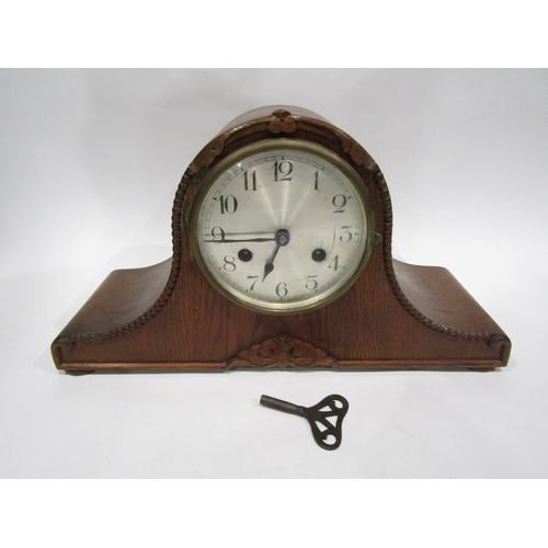 4037 - A Napoleon hat mantel clock with key