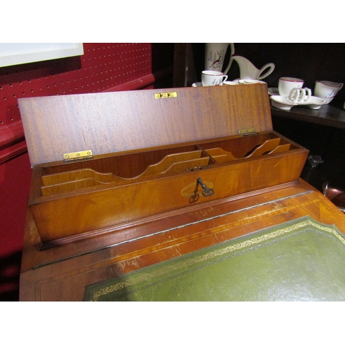 4051 - A writing desk/bureau with locking galleried letter rack, hinged locking writing slope with green an... 
