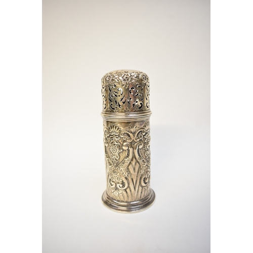 5030 - A Josiah Williams & Co silver sugar sifter, London 1895, dents to lid, 184g