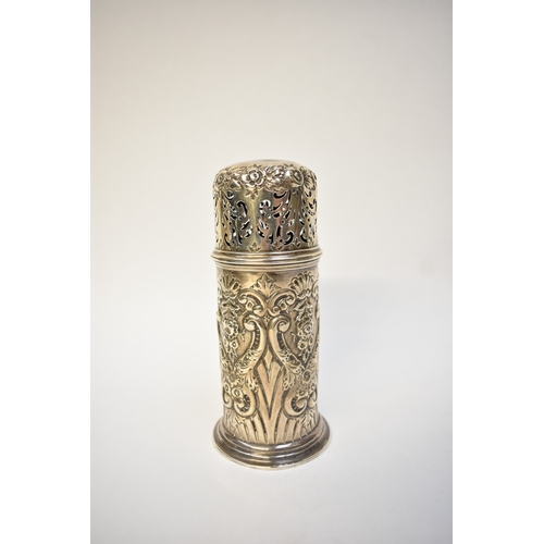 5030 - A Josiah Williams & Co silver sugar sifter, London 1895, dents to lid, 184g