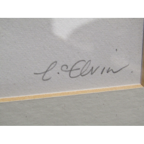 1027 - LOUISE ELVIN (XX/XXI): A framed and glazed layered monoprint with over paint and pencil, titled 