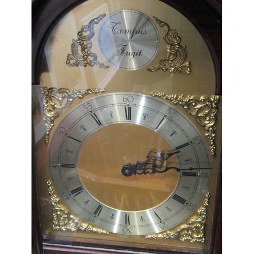 1052 - A modern mahogany cased grandmother clock with weights