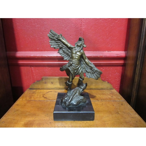 4023 - A circa 1970's bronze of a native American on slate plinth, 24cm overall