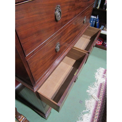 4048 - An early George III flame mahogany chest on chest of eight drawers with oak linings having self lock... 