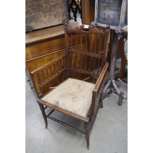 2021 - An Arts & Crafts elbow chair, seat for recovering