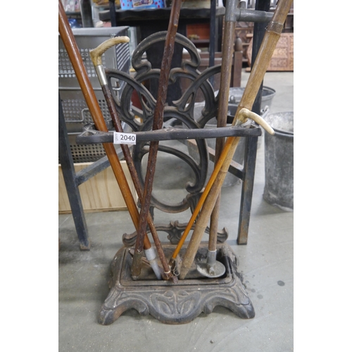 2040 - A Victorian cast iron stick stand