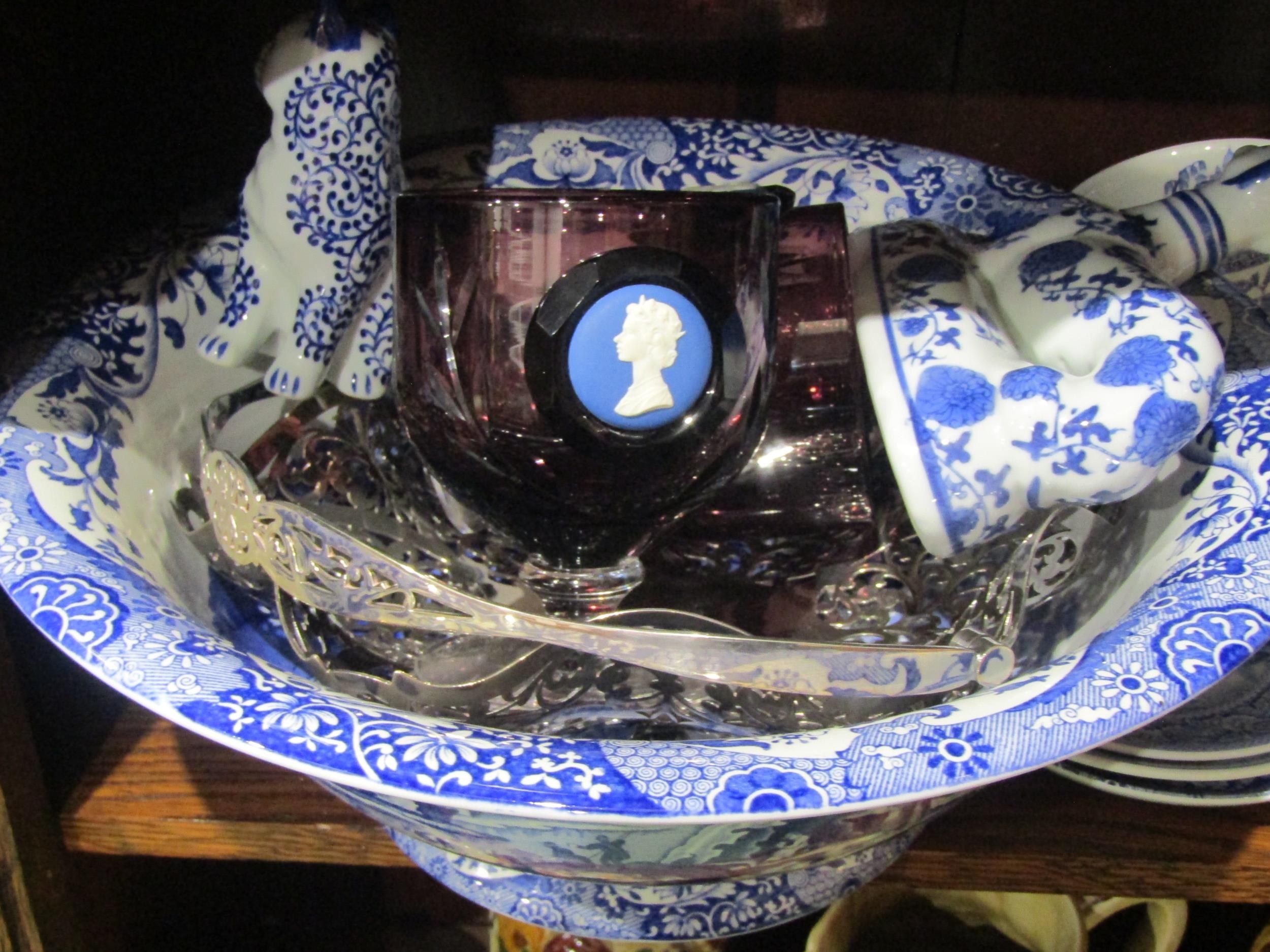 A Spode Italian wash bowl and others including pepper pot, storage jar ...